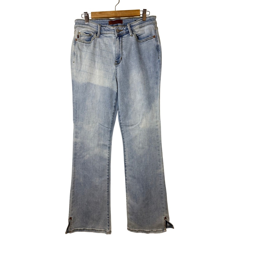 Judy Blue Women Bootcut Jeans 11/30 Light Blue Faded Slit Hem Boho Western Prepp